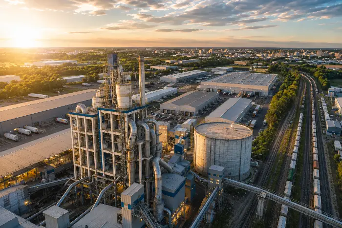 Aerial Impression - Factory Outside Drone View